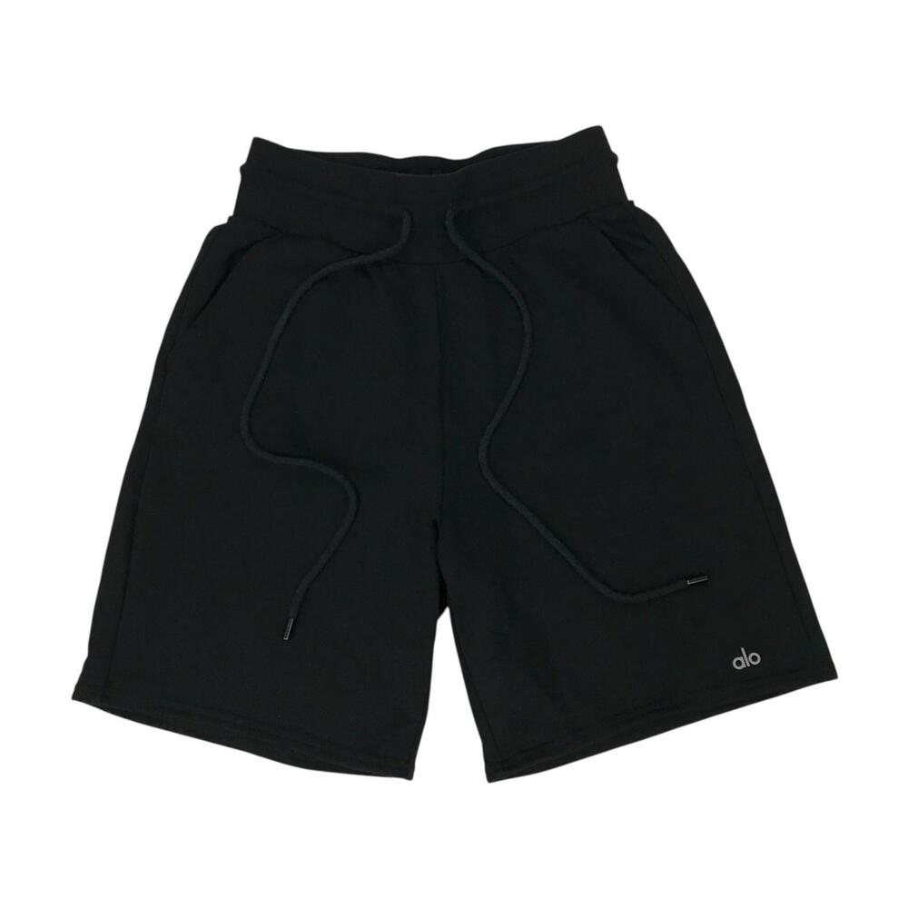 Alo Yoga High Waist Easy Sweat Shorts Women Small S Black Gym Running Drawstring